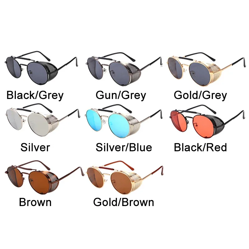 VEGA Round Steampunk Sunglasses Men/Women With Folding Side Shields Metal Vintage Steampunk/Steam Punk Glasses/Sunglasses 340