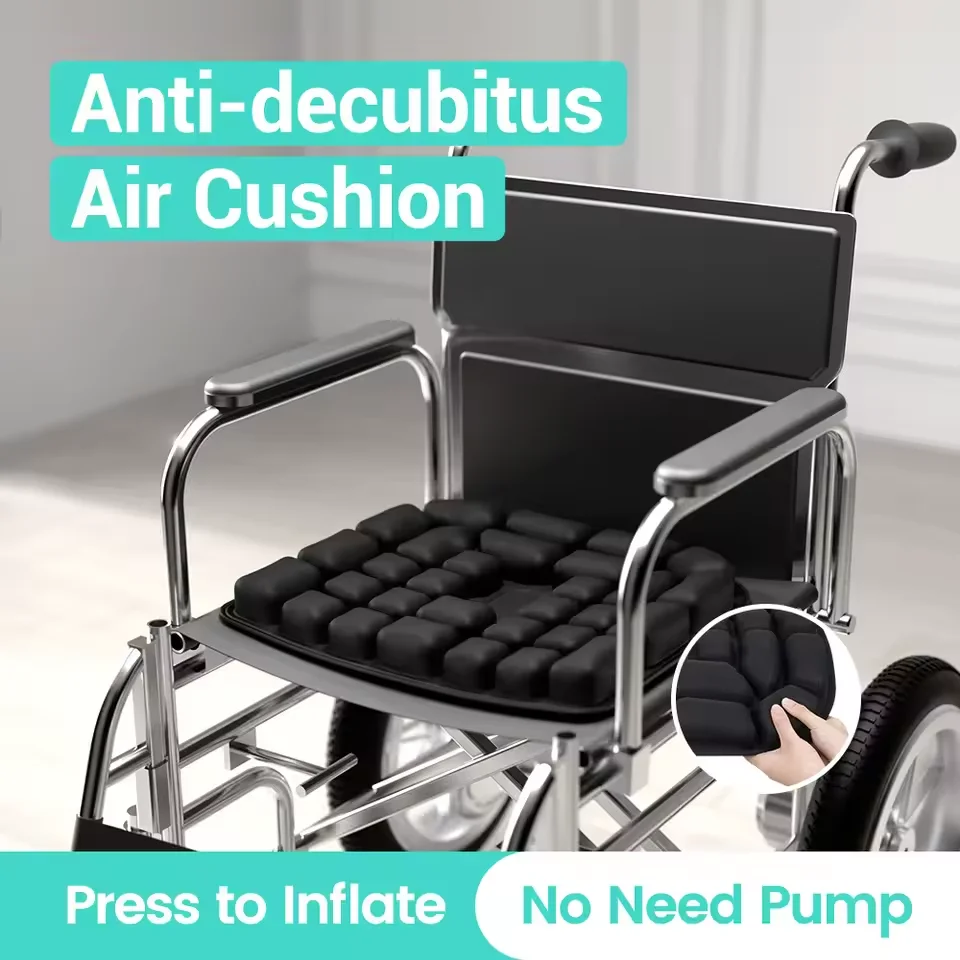 1pc Ergonomic 3D Air Cushion Adjustable Inflatable Seat Cushion Pressure Relief Back Support Pad for Car Office Chair Wheelchair
