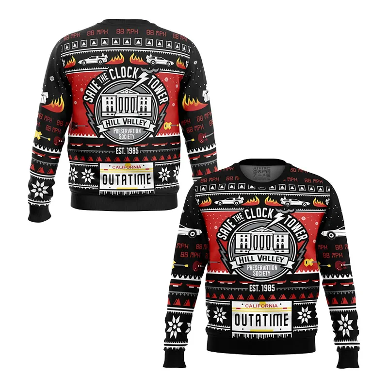 Men's Back To The Future Ugly Christmas Sweater Simple Fashionable Different Patterns Suitable For Christmas Movie Night