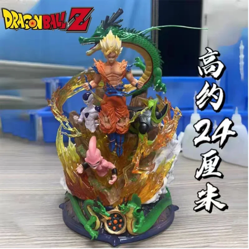 

23cm Dragon Ball Figure Super Saiyan Son Goku Figure Cell Shenron Buu Anime Figure Gk Statue Figurine Model Doll Collection Gift