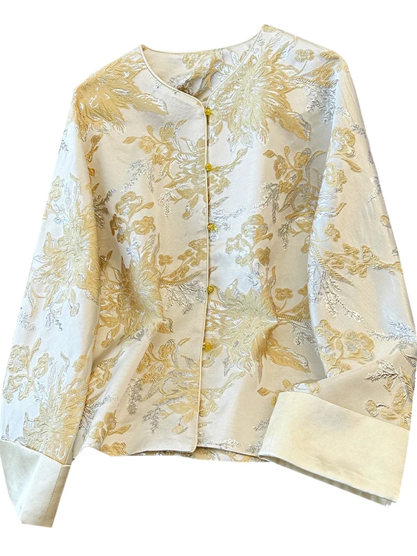 جديد الصينية Sle الثقيلة التطريز زر تانغ دعوى Jaet المرأة ربيع الخريف Sle عالية قسط التخسيس تنوعا أعلى