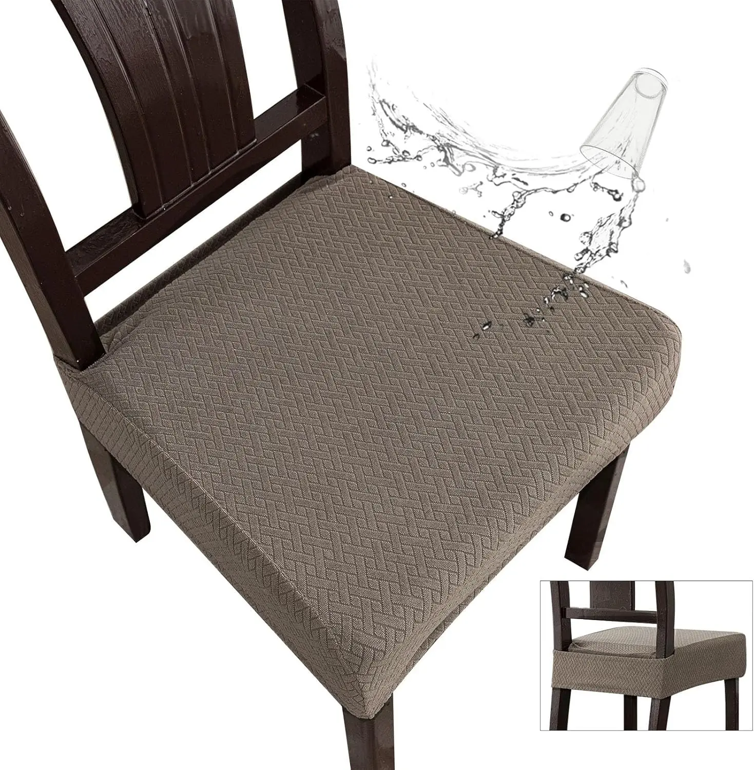 

Waterproof Seat Covers For Dining Room Chair Covers Set Of 8, Stretch Jacquard Kitchen Parson Chair Slipcover Protector