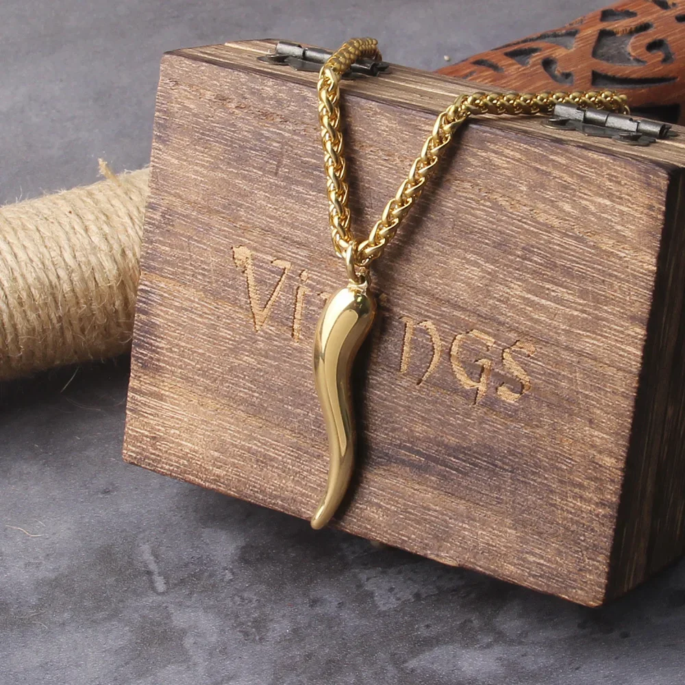Gold Plated Italian Horn Necklace for Women
