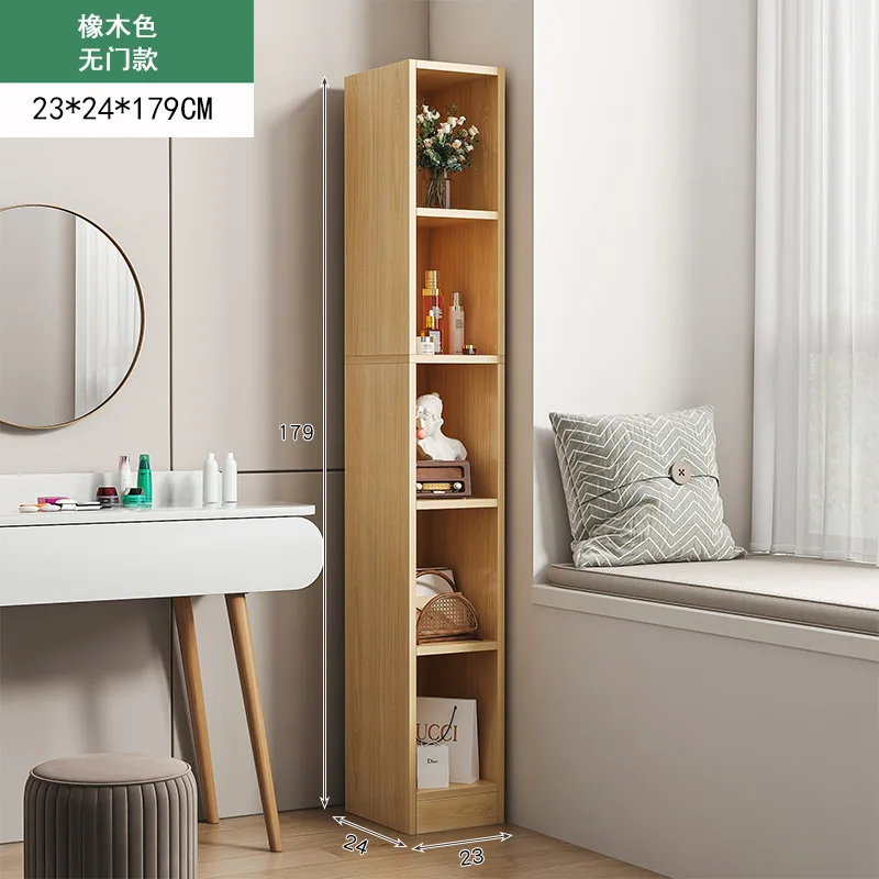 Simple bookshelf shelf Floor-to-ceiling household storage rack Wind against the wall Small narrow slot cabinet Multi-layer stora