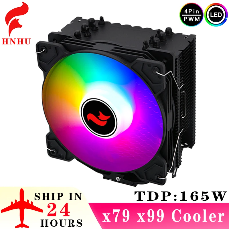 HNHU CPU Cooler 120mm Fan 4Pin/PWM x79 x99 AM3 AM5 AMD Processor 4/6 Heat Pipe Air-Cooled Installing LGA2011 2066 115x 1200 1700