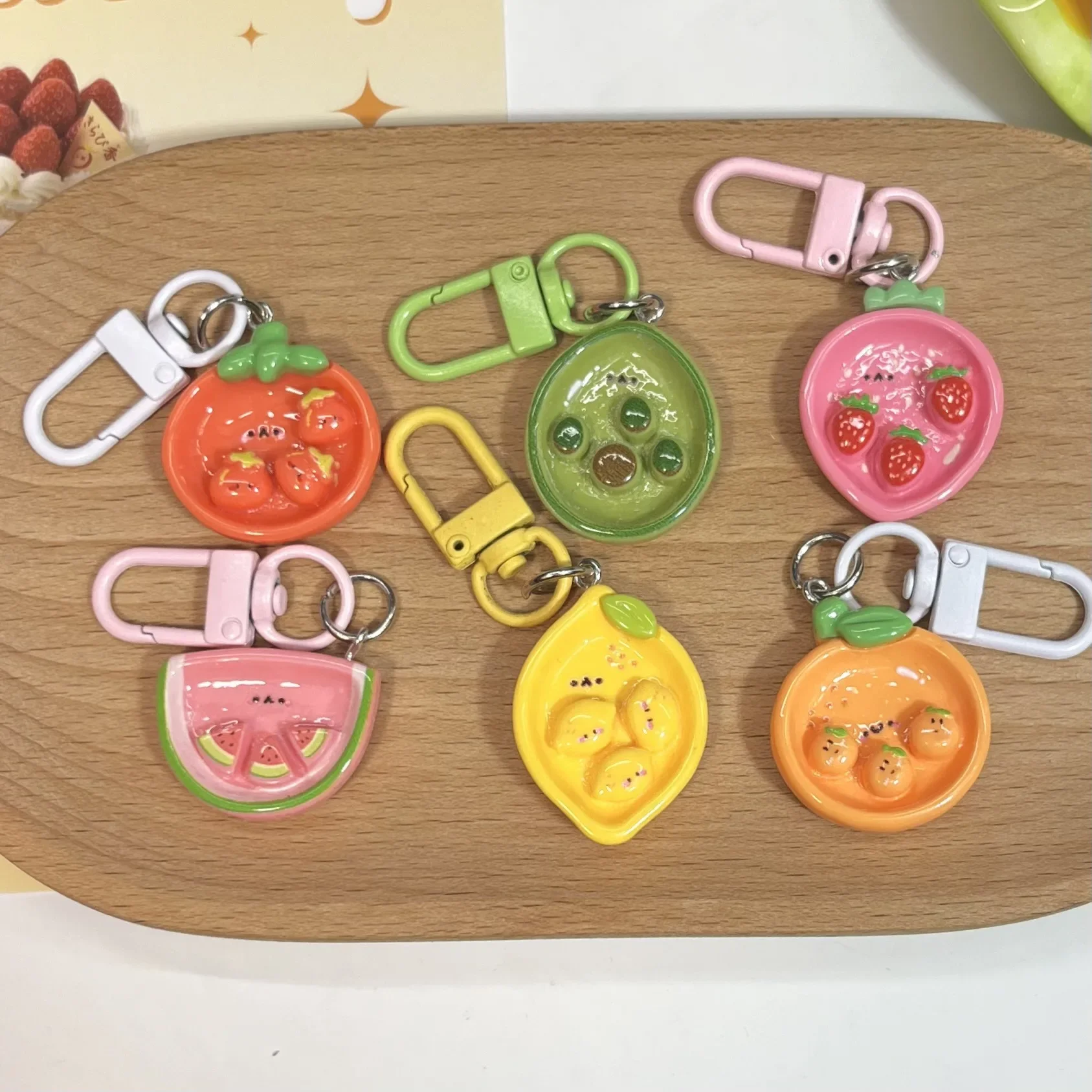 

Kawaii Fruit Vegetable Keychain 2025 - Anime Girl Heart Bag Charm, Couple Matching Accessories Gift for Students