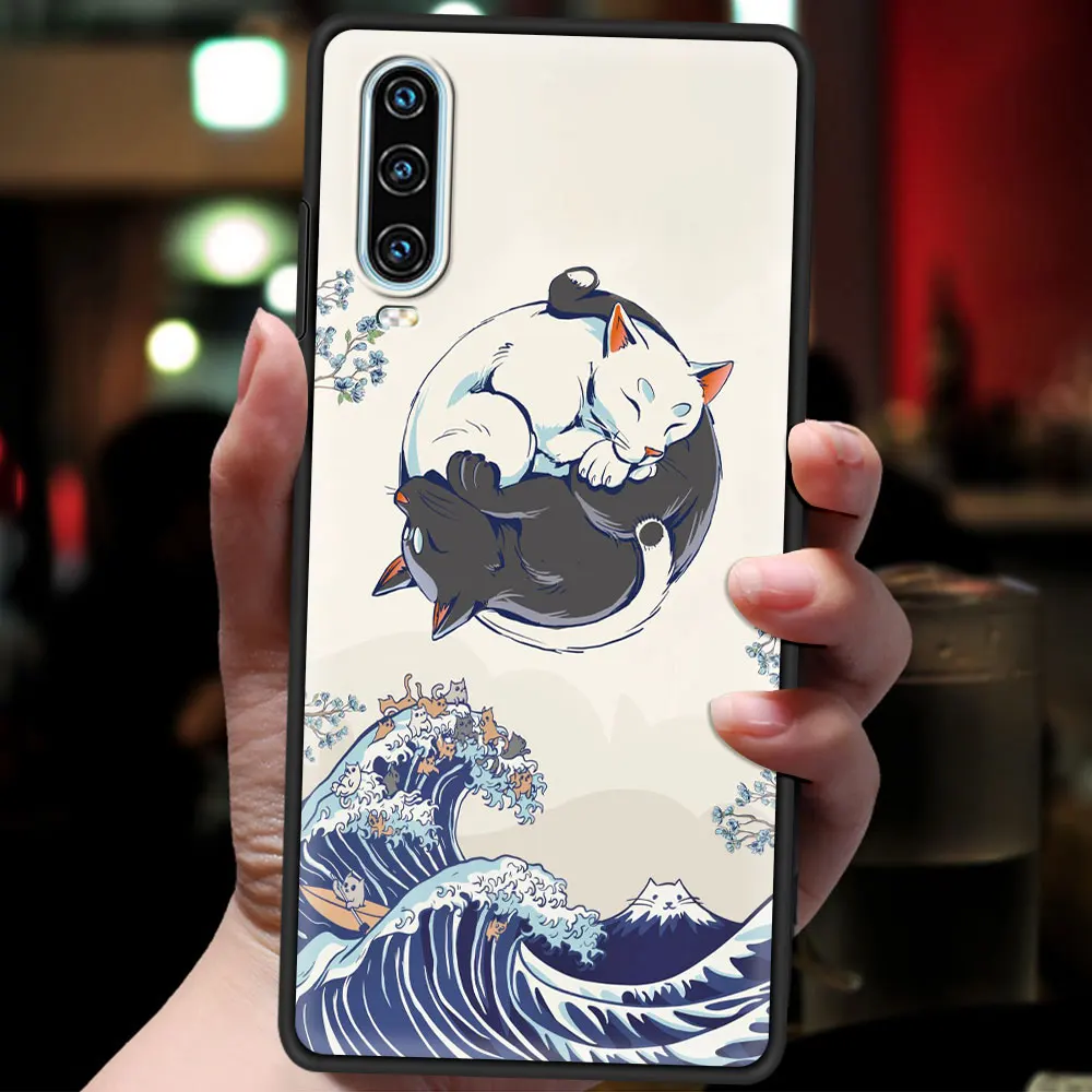 Koi Fish Phone Case For Huawei P30 P40 Lite E P50 P20 Pro Y9 Y7 Y6 2019 P Smart 2021 Z Y6p Y7a Y9s Black Cover Silicone Funda