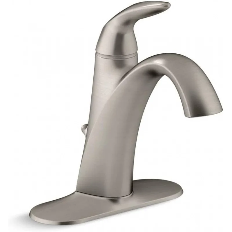 

KOHLER 45800-4-BN Alteo Handle Single Hole or Centerset Bathroom Faucet with Metal Drain, One Size, Vibrant Brushed Nickel