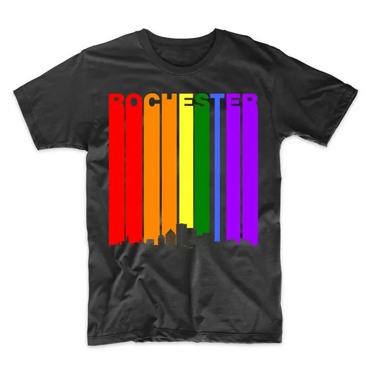 Rochester New York Rainbow Skyline Lgbt Lgbtq Gay Pride T Shirt By Really Awesome