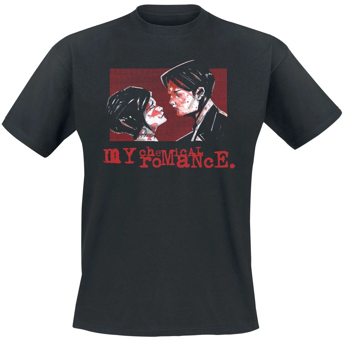 My Chemical Romance Revenge Tee, Rock T-Shirt with Bloody Couple Art & Band Logo Print, Rock Fan Merch