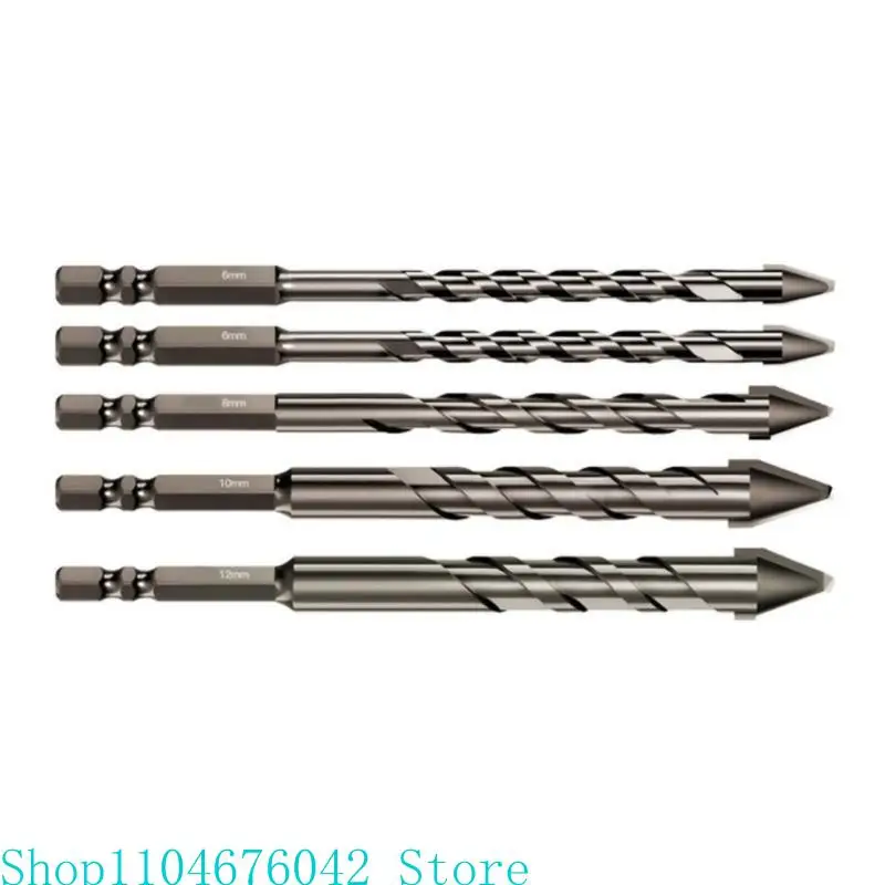 

4/5 шт., 150 мм, удлиненная длина, эксцентриковый дизайн, спиральные сверла, 6,35 мм, шестигранный хвостовик, идеально подходят для кладки и стеклянных поверхностей