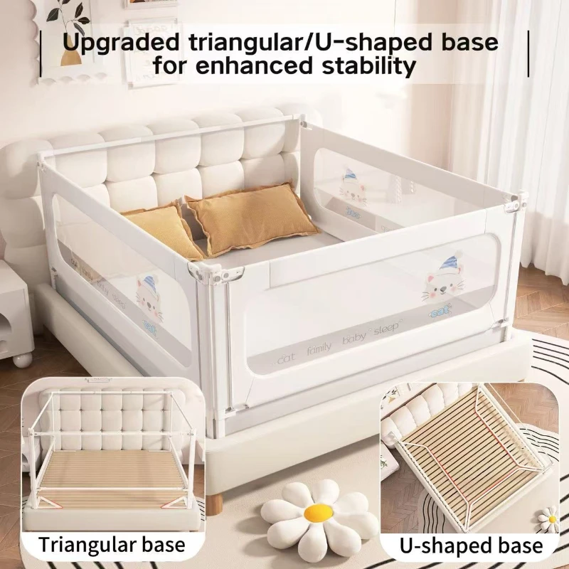 ชุดรั้วกั้นเตียงเด็กแบบ 3 แผง - ราวกั้นนิรภัยแบบยกได้สำหรับเตียงเด็กแบบยกสูง, ราวกั้นด้านข้างแบบระบายอากาศ