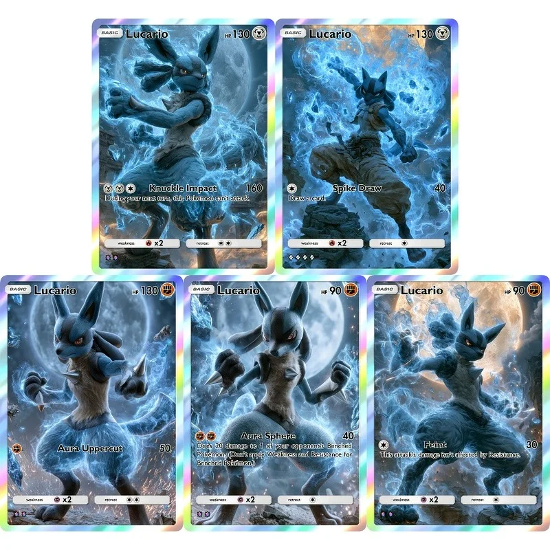 Cards Lucario PTCG Holographic Rare Collection Cards Mewtwo Creativity Game Anime Shining Mewtwo Cards Gift
