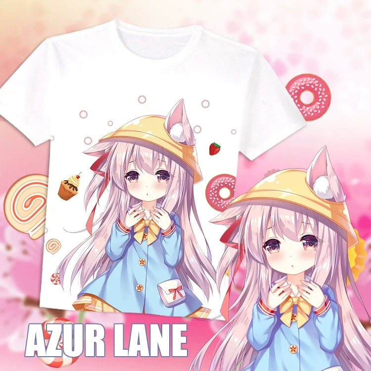 Popular Game Azur Lane Cosplay Anime T-Shirt Casual Men Women Cartoon 3D t shirts Harajuku Short Sleeve Y2k Tops Summer Clothing