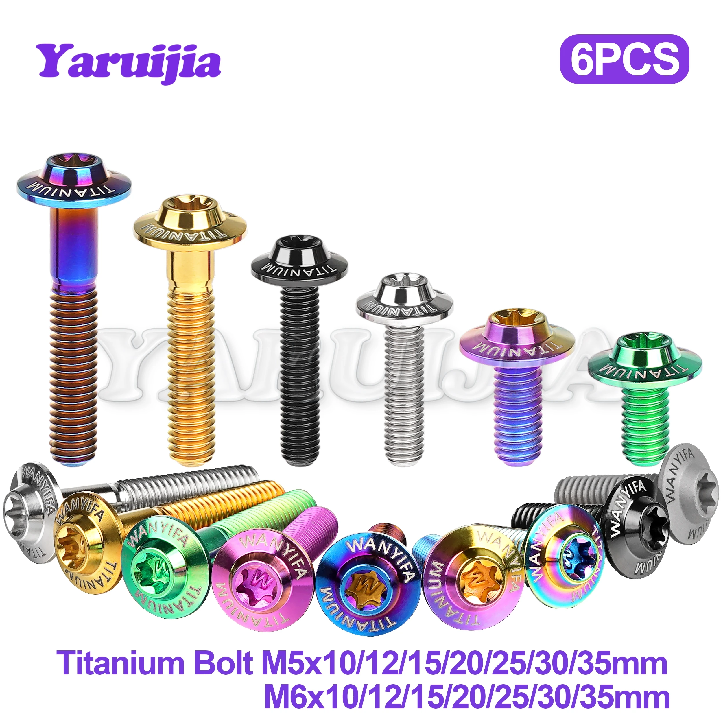 

Yaruijia Titanium Bolts M5/M6x10/12/15/20/25/30/35mm Torx head Screws for Bike Motorcycle shell Modification and Repair 6PCS