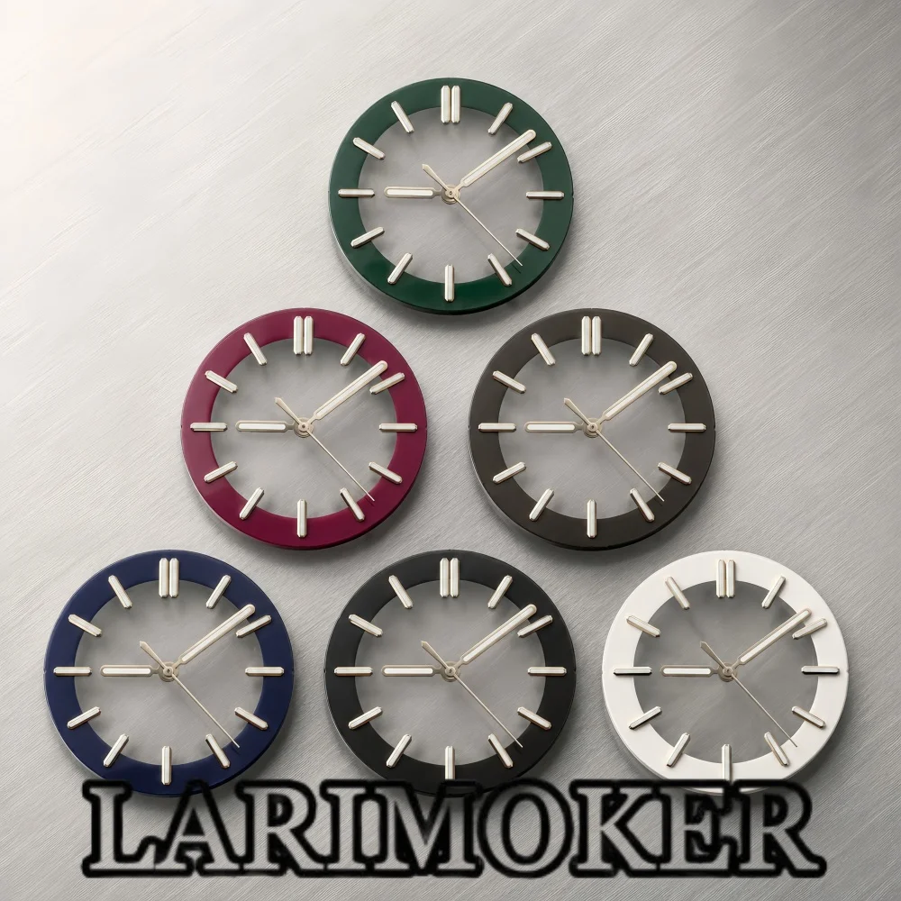 LARIMOKER 29mm 31.5mm Skeleton Transparent Watch Dial Hands Set Luminous Indexes for Universal NH35 NH36 PT5000 Movement