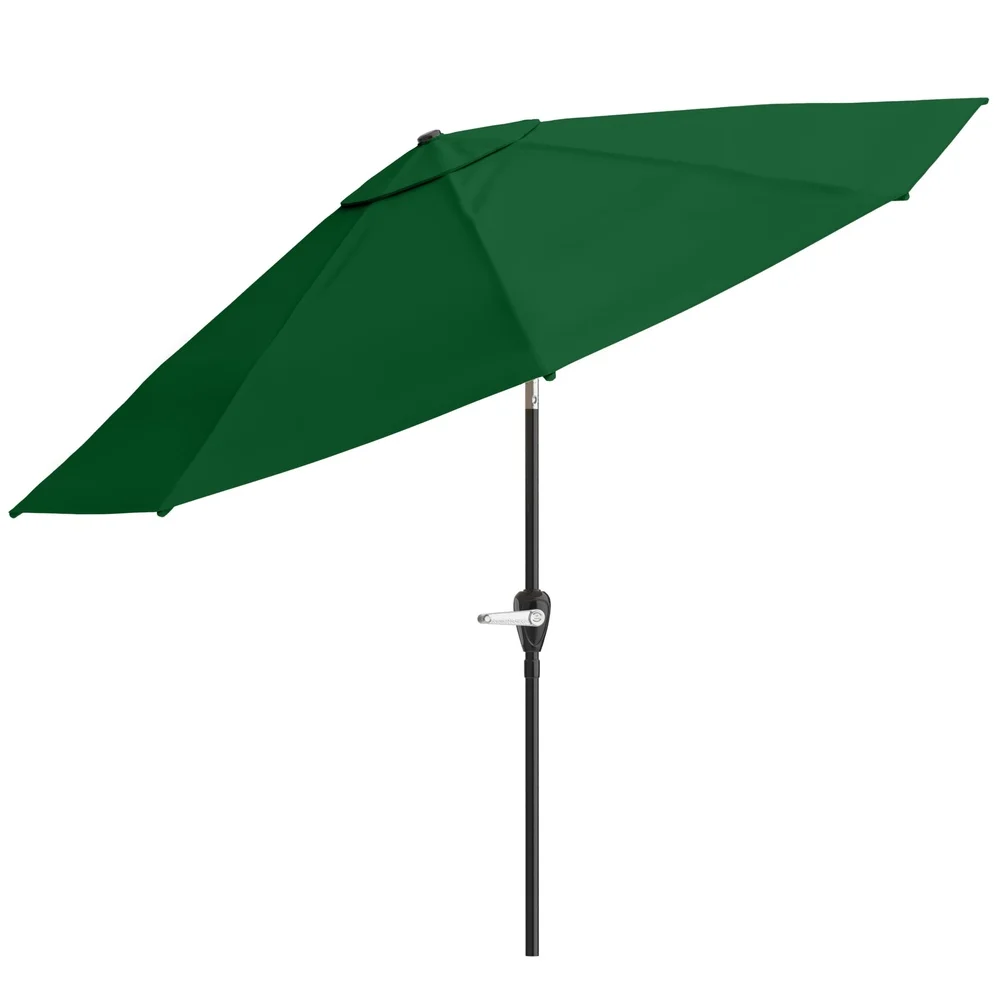 

10FT Patio Umbrella Auto Tilt Vented Canopy Easy Crank Shade Tables Pools Outdoor Use Tear Resistant Black Pole