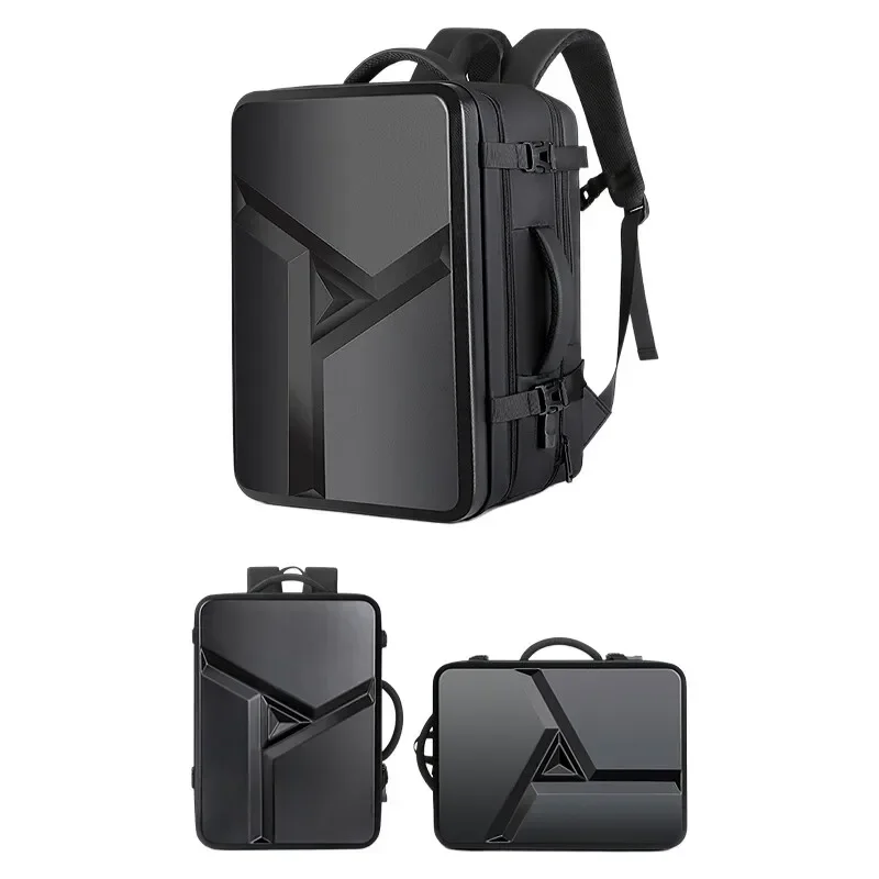 Men's 50L Expandable ABS Hard Shell Rucksack Water-Resistant 17” Laptop Bag Featuring USB Port Stylish 2-in-1 Rucksack & Tote