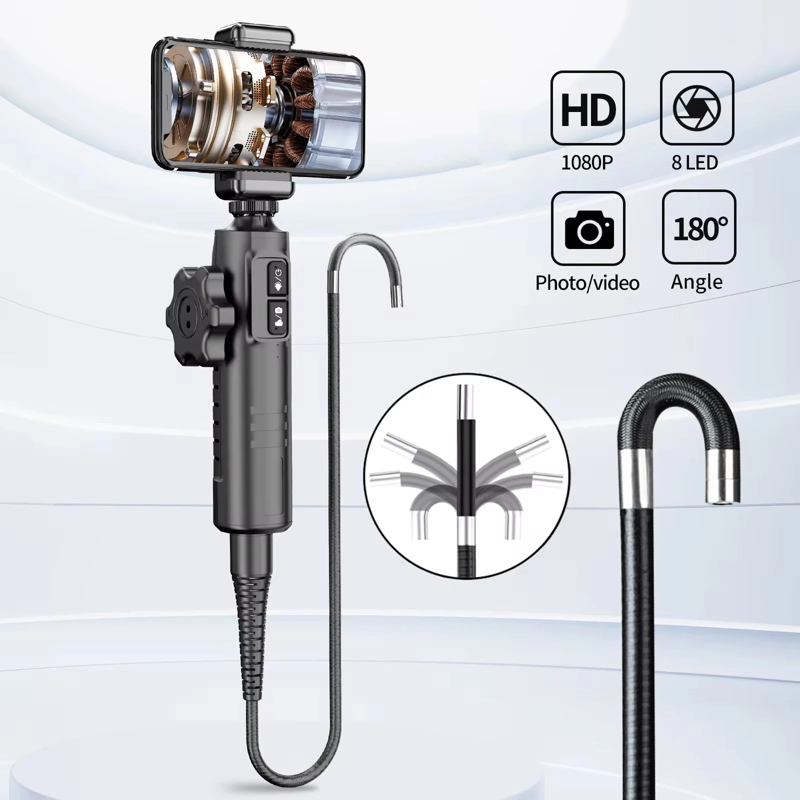 Articulating Borescope With LED Two-Way Borescope Inspection Camera HD1080P Endoscope Automotive Scope for IOS Android