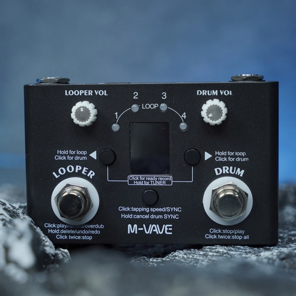 M-VAVE Guitar Effect Pedal Drum Machines&Looper Pedal Effector Lost Tempo Drum Machines 30 Drums 11 Mins Looper Recoding Time