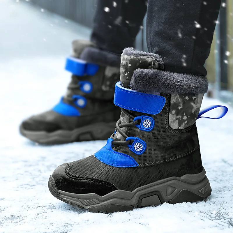 Cold Resistance -30℃ Waterproof Girls & Boys Snow Boots Outdoor Winter Children Shoes Baby Kids Sports Casual Size 30-39