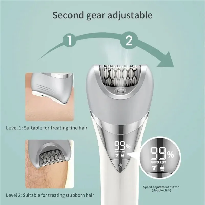 Stable-Electric Trimmer For Women 6 In 1 Painless Wet & Dry Women Shaver For Arm, Underarm, Bikini, Legs, Replaceable Heads