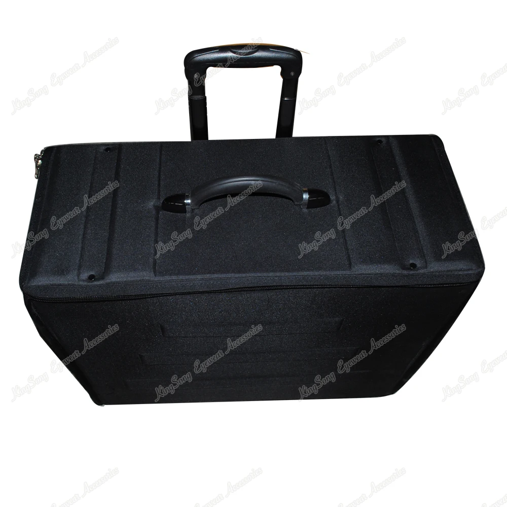 Sunglass Optical Frame EVA Suitcase Eyeglass Storage Case Display Tray Eyewear Sample Carrying Bag with Telescopic Puller Wheels