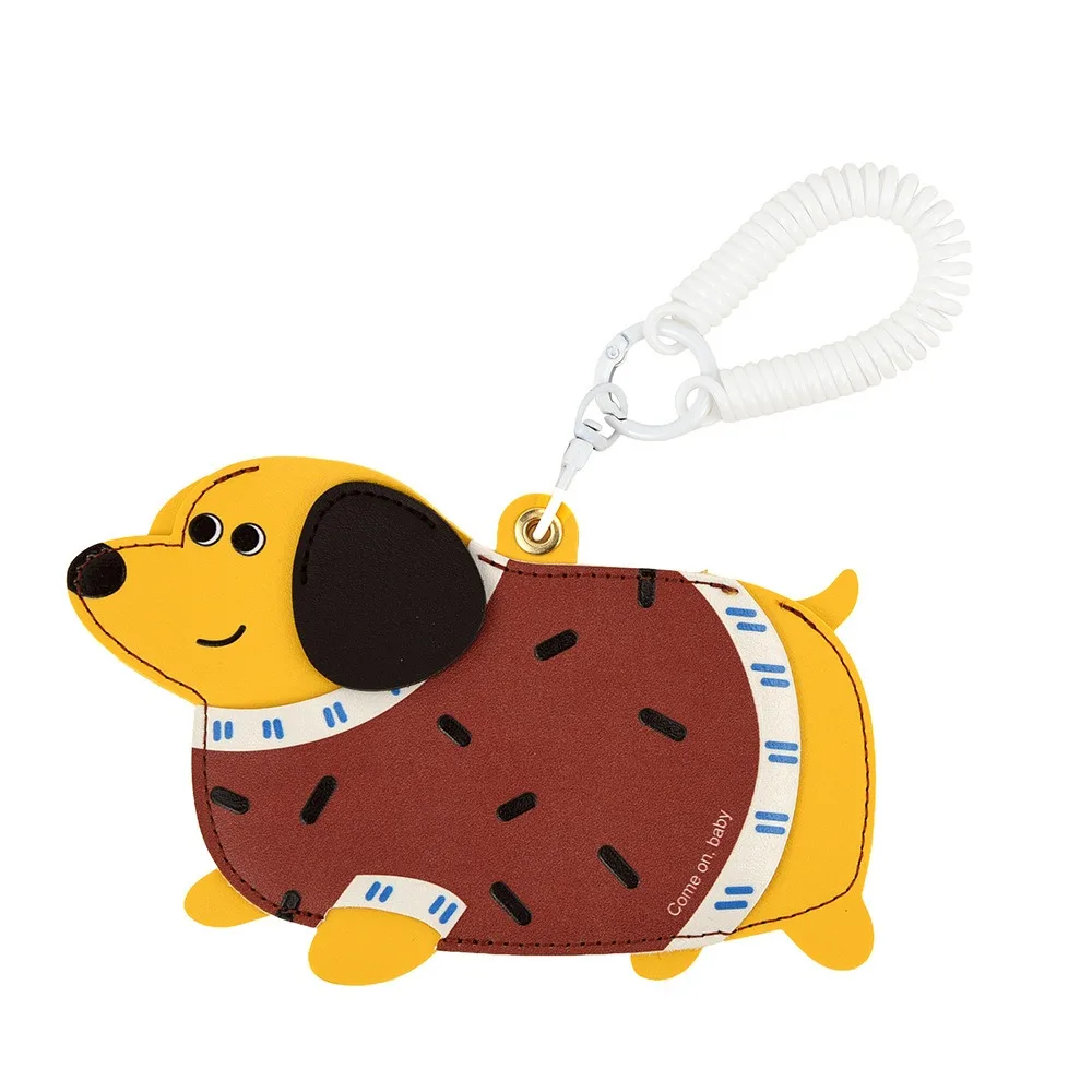 Portable baggage tag Dachshund Card Holder Multifunction Bag Charm Luggage Tag PU Leather Cute Hangging Card Bag Outdoor