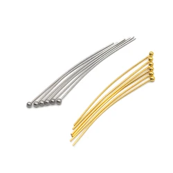 50pcs Gold Plated Stainless Steel Ball Pins 16mm 20mm 25mm 30mm 35mm 40mm Bead Pins for DIY Earrings Jewelry Making Findings