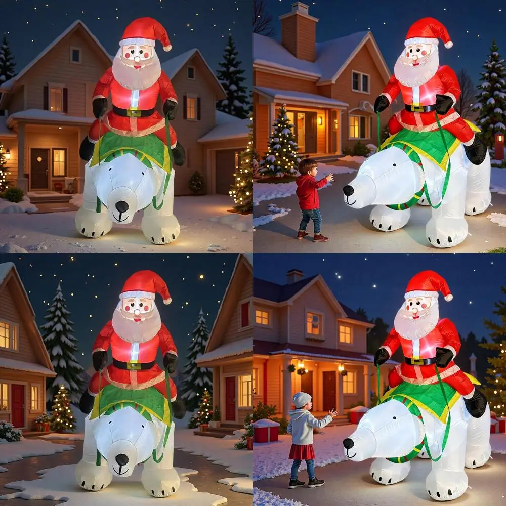 

Giant 6FT Santa Riding Bear Inflatable Outdoor Christmas Decoration with LED Lights for Holiday Yard Lawn Party