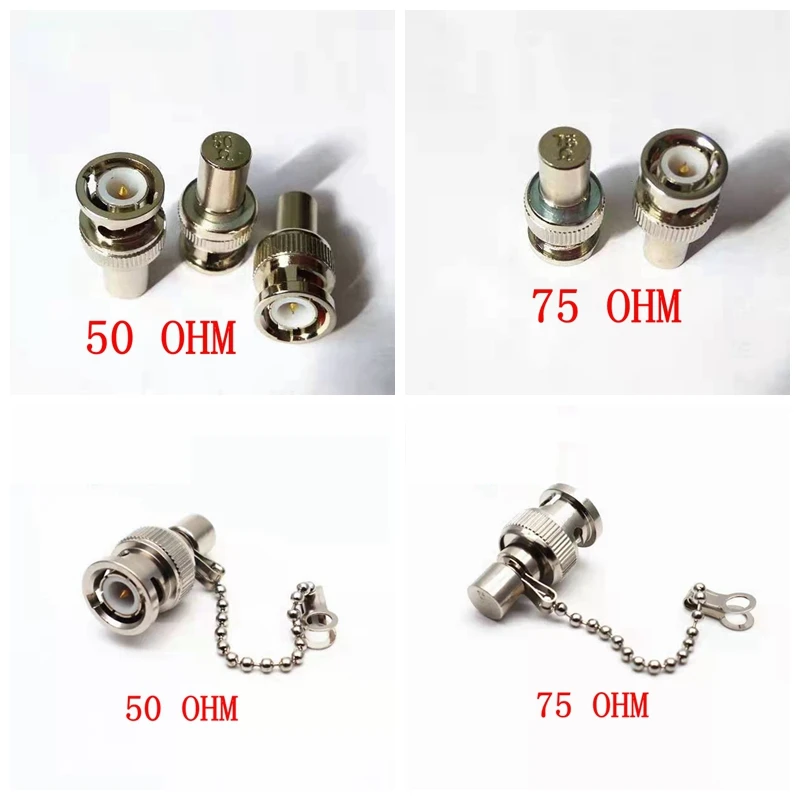 1 pçs rf coaxial latão bnc masculino resistor terminator manequim impedância de carga 50 ohm & 75 ohm com adaptador de conector chaveiro
