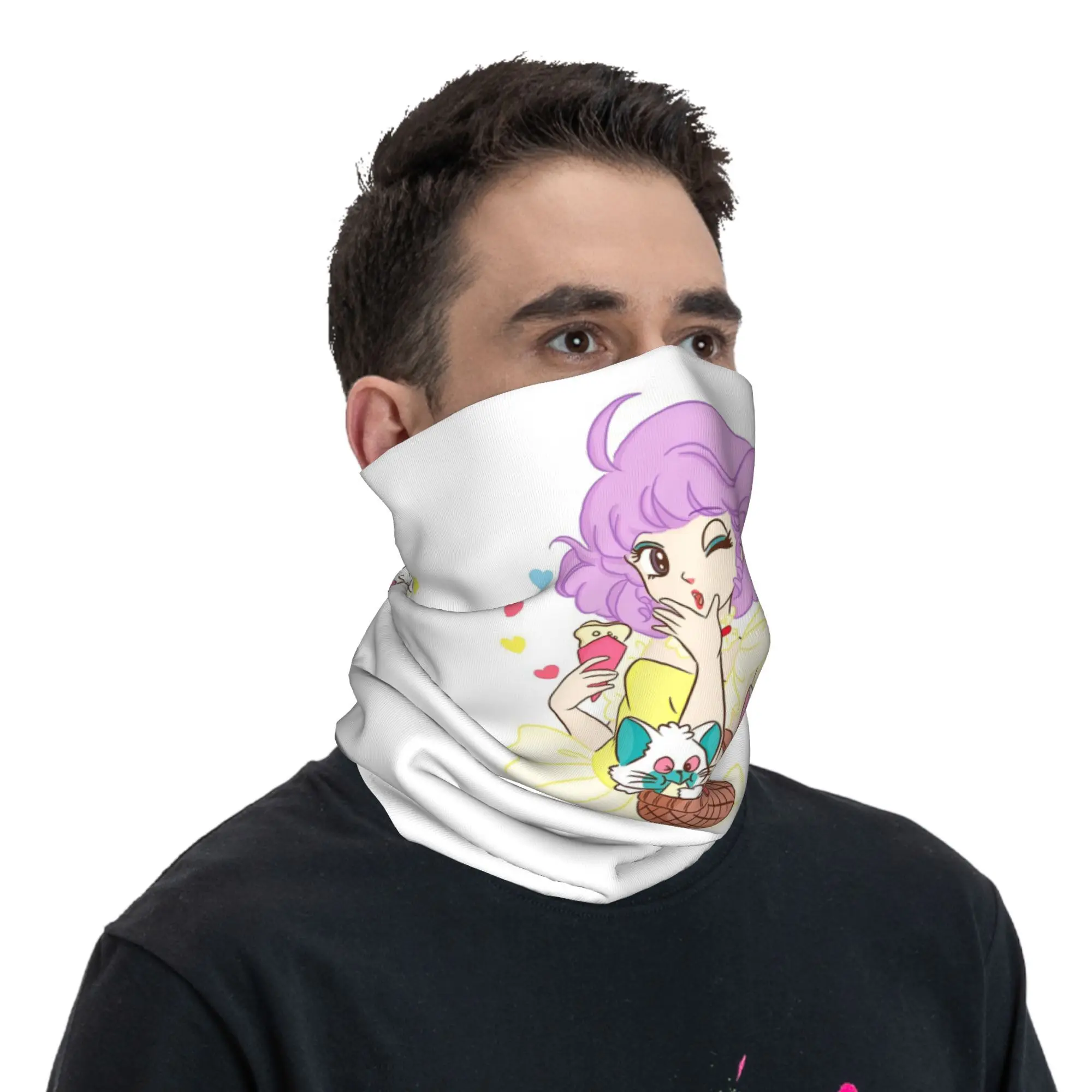 Shojo ídolo cremoso mami bandana pescoço gaiter impresso lenço facial multifuncional ciclismo cachecol equitação para homens mulheres adulto à prova de vento
