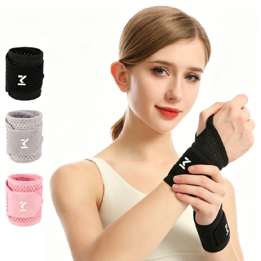 2PCS Adjustable Compression Mesh Wrist Support Brace, Breathable Ventilated Wrist Wraps Reversible for Both Wrists