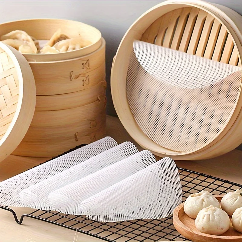 Almohadilla de vapor de silicona, paño de vapor resistente a altas temperaturas, revestimientos de vapor antiadherentes reutilizables, estera de vapor para cocinar Dim Sum, 5 uds.