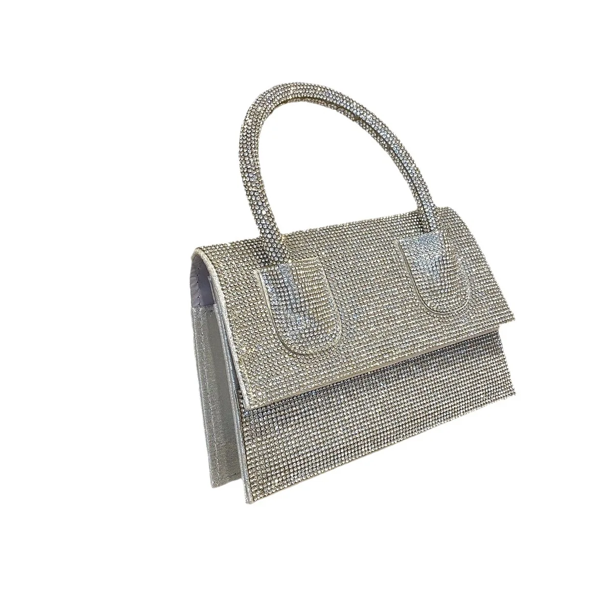 

Full - Diamond Silver Bag With Rhinestones, A Fashionable Choice For Birthday, Wedding, And Banquet Evening Dinners Designer Bag