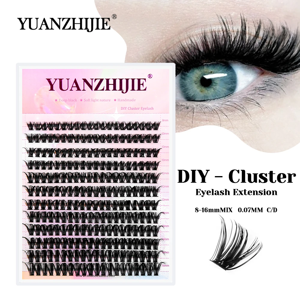 

12 Big Lines Affordable Rapid Grafting DIY Heat Bonded Clusters Eyelash Natural Looks Synthetic Hair Russian Volume Lashes Trays