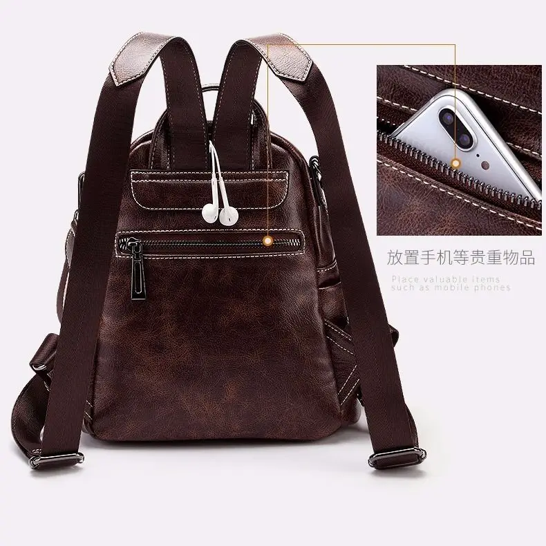 Backpack Women Pu Leather 2023 New Large Capacity Retro Easy Matching