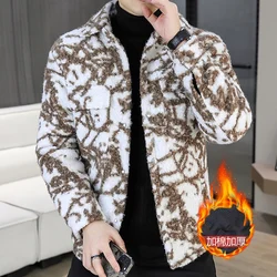 Brand winter Jacquard Woolen Jacket for Men Fashion lapel Casual Short Trench Coat Thickened Warm Streetwear Overcoat