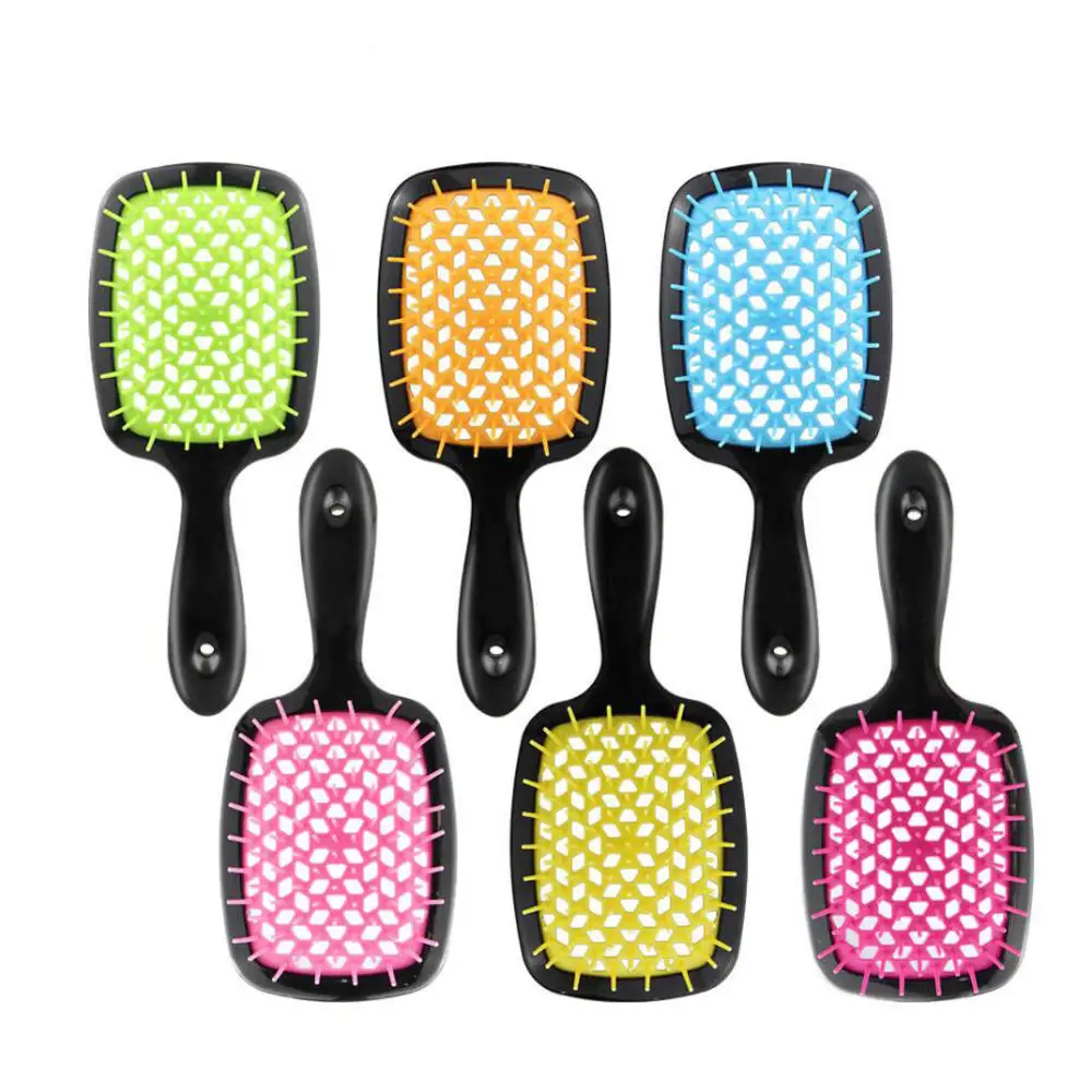 Quadrado oco cabelo pente, couro cabeludo massageador, simples Rib escova, escova Demelant, desembaraçar pente, fofo cabeleireiro estilo ferramenta,