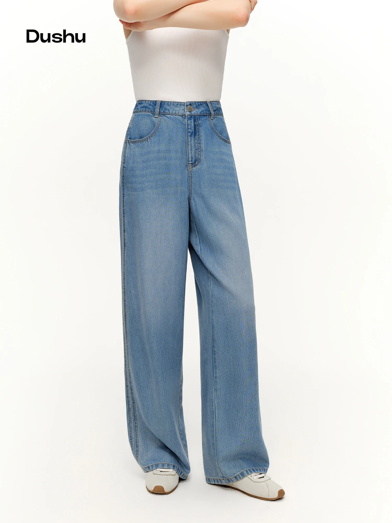 

DUSHU Relaxed Straight-Cut Jeans: 2026 Spring New Arrival Perfect for Casual Workwear and Everyday Fashion High Waisted Jeans