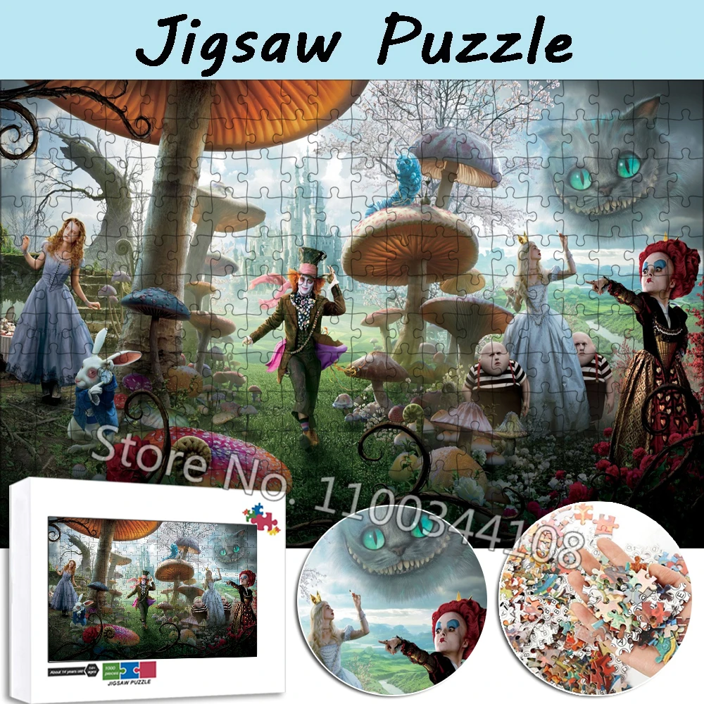 

Alice In Wonderland Jigsaw Puzzle Disney Movie Red Queen Mad Hatter 300/500/1000 Pieces Puzzles Diy Children's Educational Toys