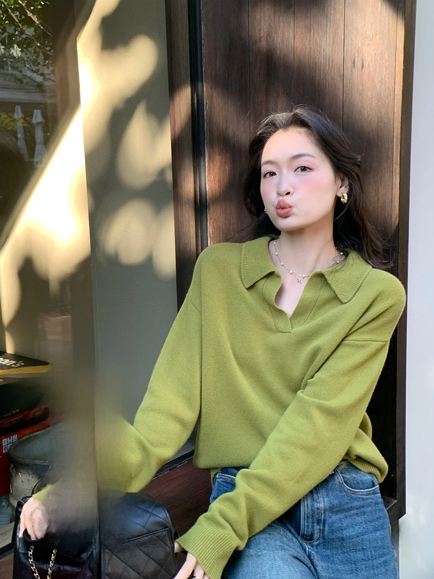 

Fol Else Ne Knitted Sweater Long Sve Slim Fit Women's Woolen Knitwear Soft Loose Sle Pure Color Casual Wear