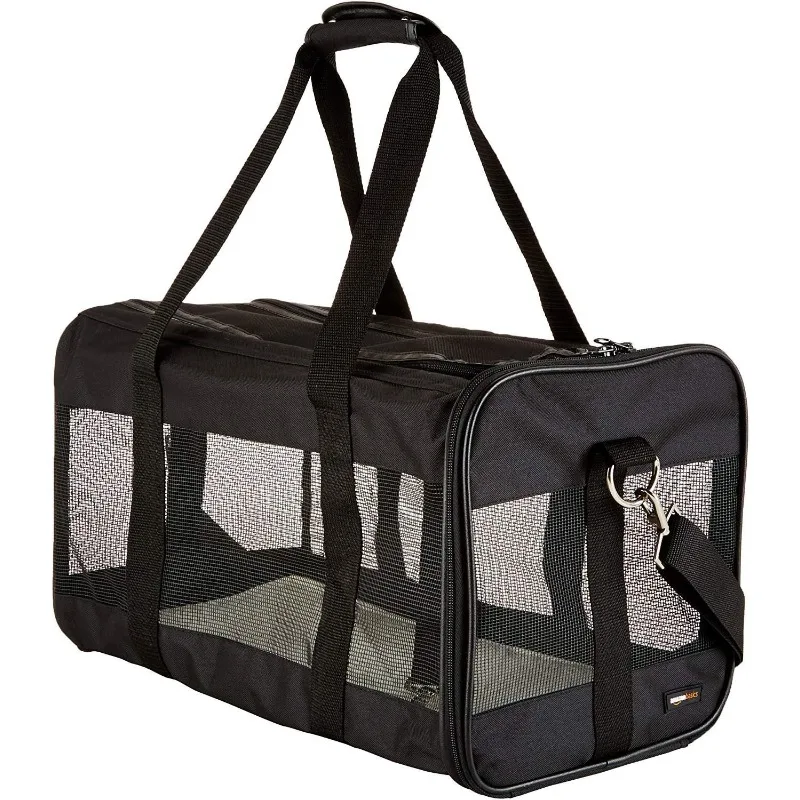 

Soft-Sided Mesh Pet Travel Carrier for Cat, Dog, Large, Black, 19.7 x 10.2 x 11.2 inches (LxWxH)