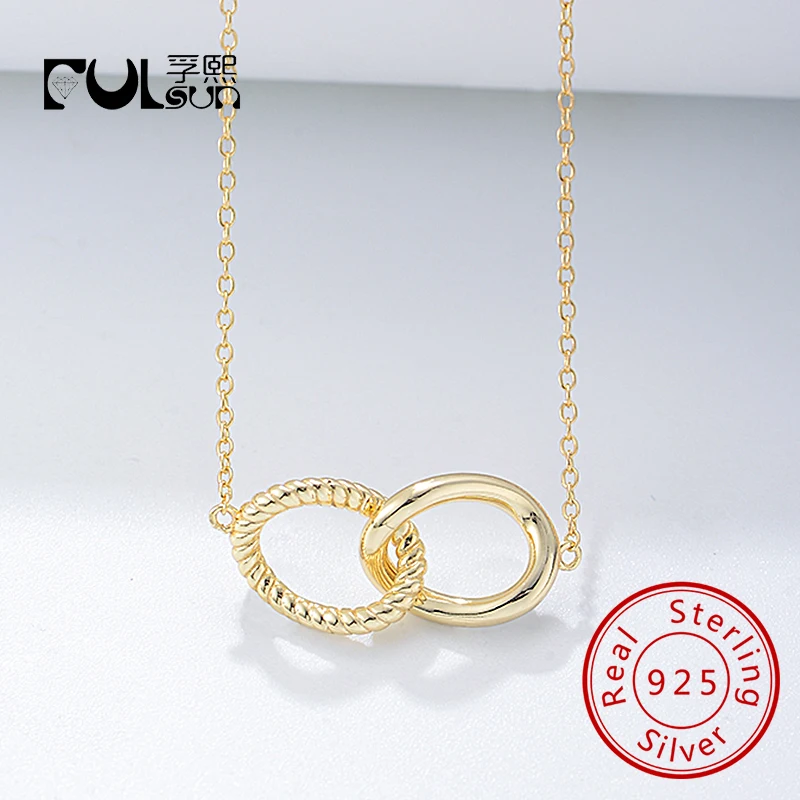 

Trendy Chain Necklace Double Irregular Twisted Shape Pendants Gold Plated Necklace for women