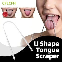 Tongue Scraper Tongue Cleaner Mouth Brush Fresh Breath Scrappers Portable Stainless Steel U-Shaped Metal Oral Hygiene Care Tools