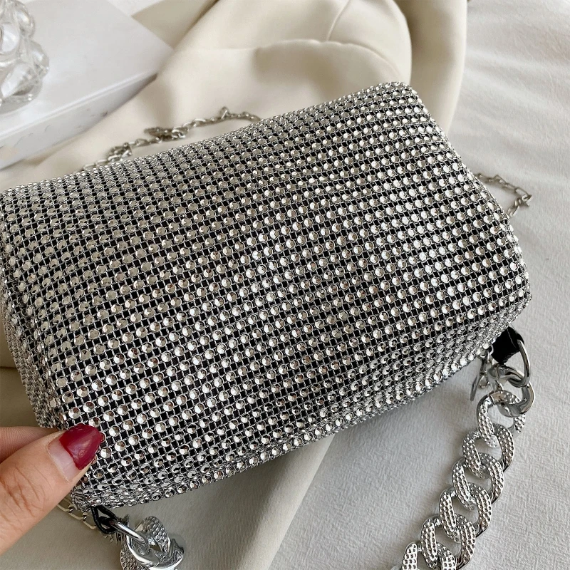 Elegant Evening Bag Glitter for Rhinestone Handbag Underarm Bag Shoulder Bag for Daughter Girlfriend Birthday Party