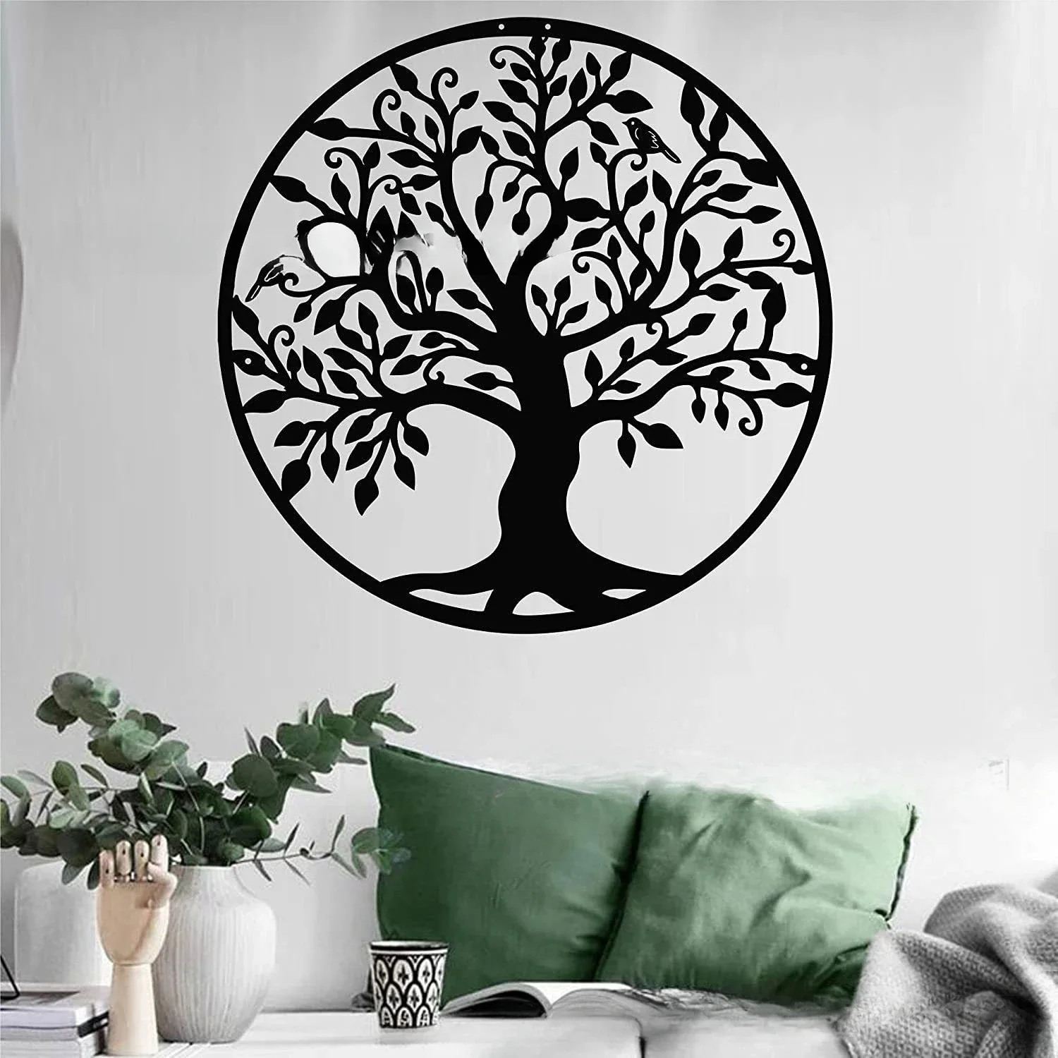 Metal Silhouette Tree of Life Iron Art Hanging Ornaments Home Wall Decoration Painting Bedroom Living Room Bar Hanging Ornaments