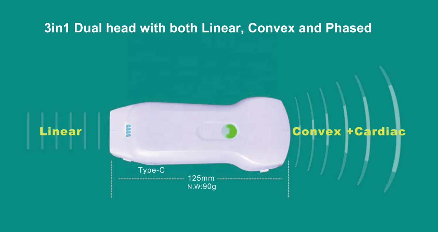 Best Seller Wireless ultrasound probe for iphone WiFi & USB Connection Convex Linear Phase Wireless Probe 3 in 1