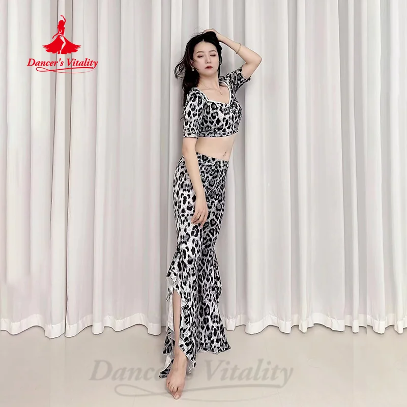 Belly Dancing Costume Suit Women\'s Customized Black Leopard Print Practice Clothes Set Adult BellyDance Oriental Dance Costumes