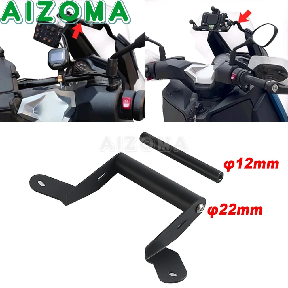 Motorcycle Phobe Holder Bracket Bar For BMW C400GT 2019-2024 Motor Mobile Phone Stand Support Adapt Navigation Bar Mount 12/22mm